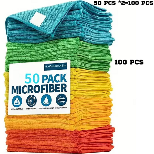 100 pezzi di stracci per la pulizia casa, la cucina, l'auto 5 colori diversi