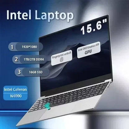 Intel Laptop N4000 2,6 GHz 15,6'' 16 GB SSD 1TB/2TB 1920*1080 Impronta Digitale