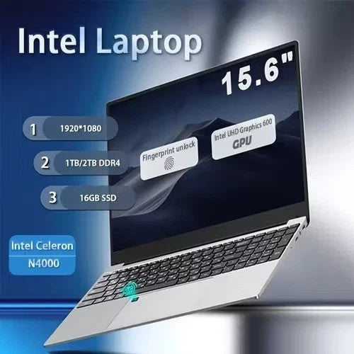 Intel Laptop N4000 2,6 GHz 15,6'' 16 GB SSD 1TB/2TB 1920*1080 Impronta Digitale