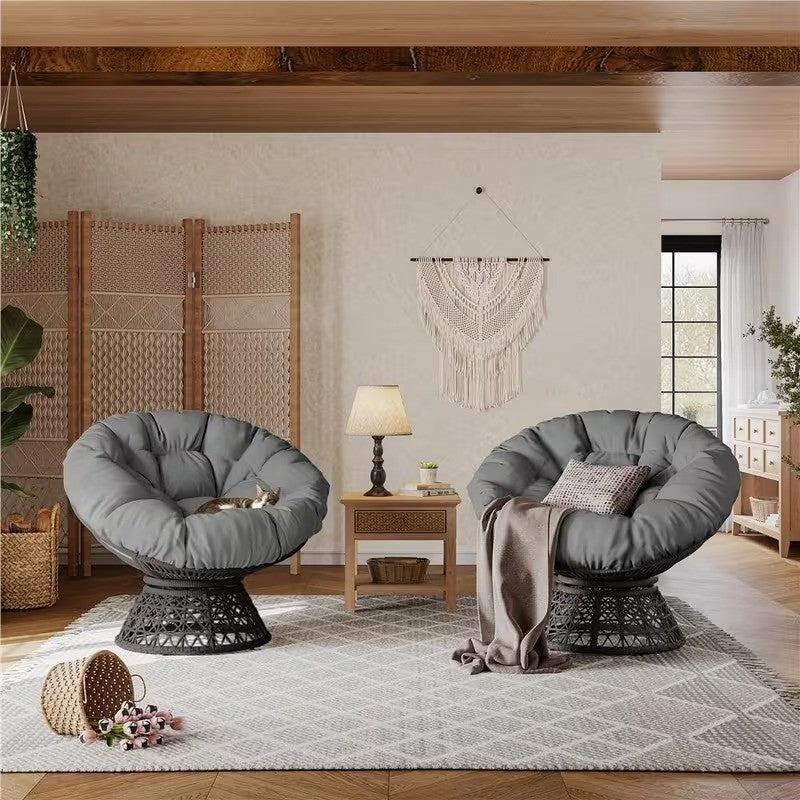 Costoffs Sedia Papasan Girevole a 360° in Rattan Polietilene Esterno, Terrazzo