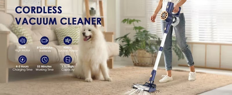 Aspirapolvere senza fili 60000PA 350W, contenitore polvere 1.1L, regolabile
