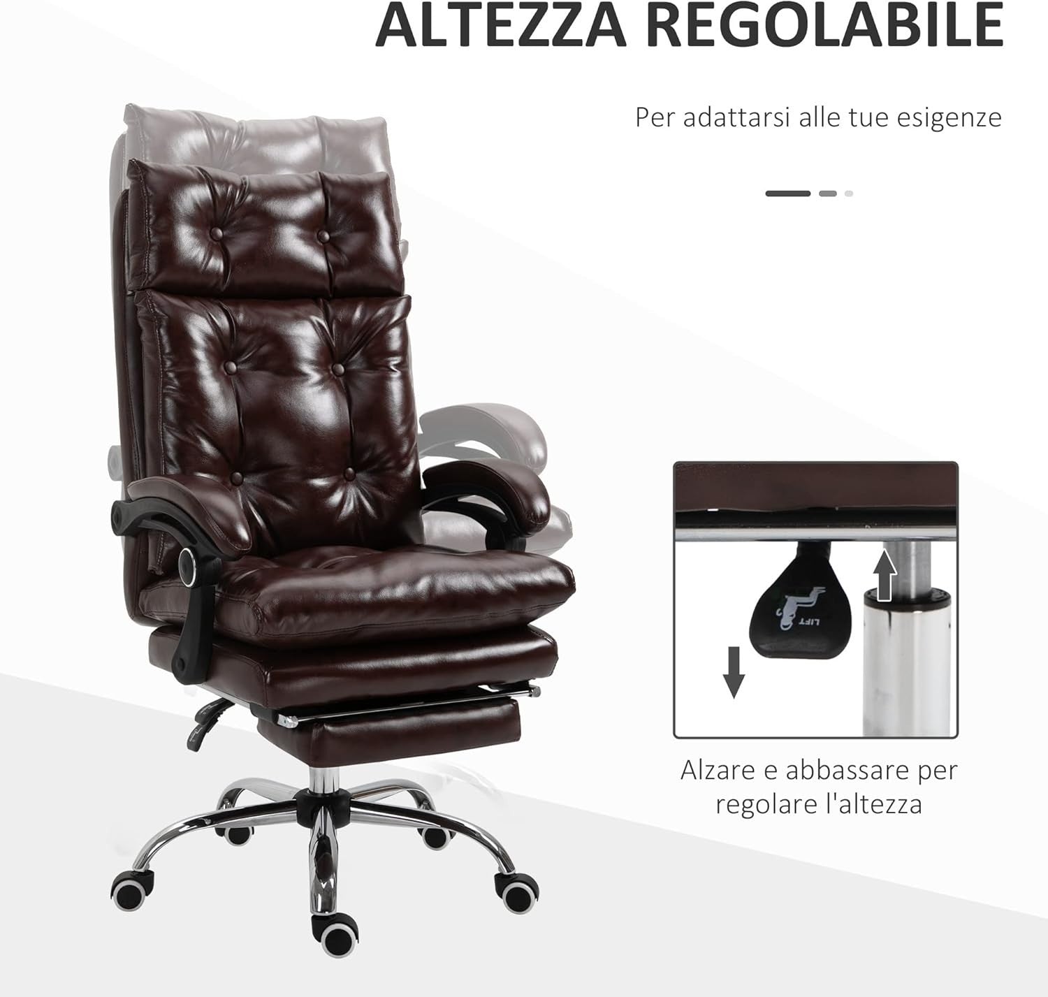 Vinsetto Sedia da Ufficio Ergonomica Presidenziale in Finta Pelle da Ufficio