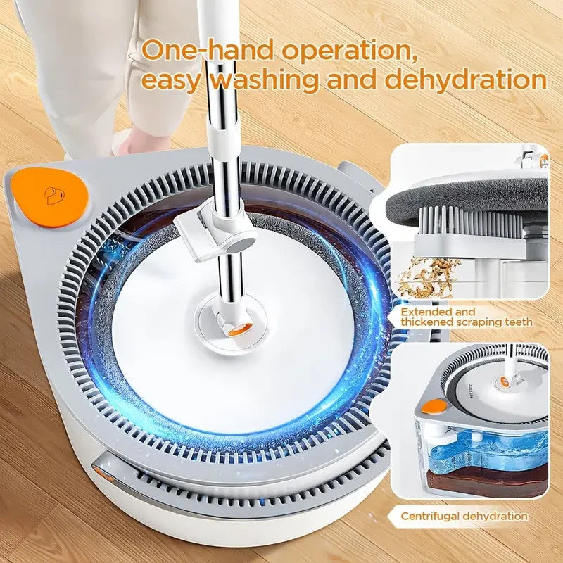 Set Mocio e Secchio con 6 Panni in Microfibra Pulitore Efficace per pavimenti