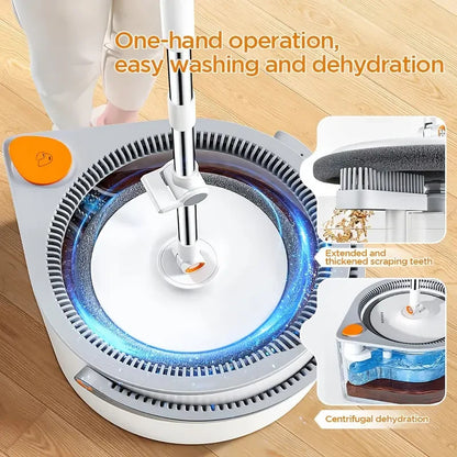 Set Mocio e Secchio con 6 Panni in Microfibra Pulitore Efficace per pavimenti