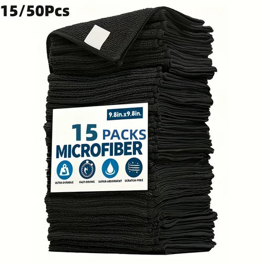 15 Set di panni per la pulizia dell'auto neri, super morbidi, asciugatura rapida