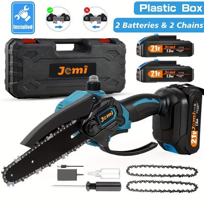 Mini Motosega a Batteria per Potatura 2x5000 mAh, 6 Pollici 880W  Taglio Legno