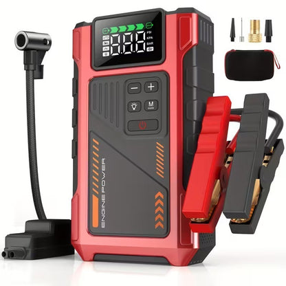 12,000mAh Jump Starter Power Pack 6000A Car Battery Booster & 150PSI LCD Display