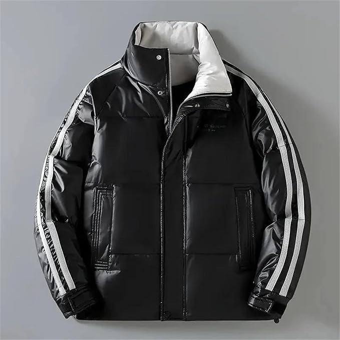 Cappotto invernale da uomo, caldo piumino cappotto spesso con collo alto