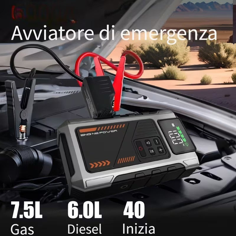 12,000mAh Jump Starter Power Pack 6000A Car Battery Booster & 150PSI LCD Display