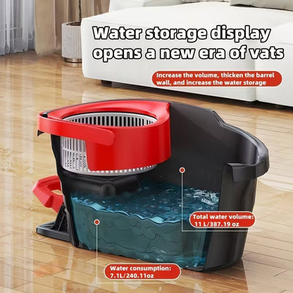 Secchio Doppio con Strizzatore a Pedale Mocio Rotante in Microfibra Ultra-Fine