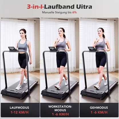 Tapis Roulant Elettrico Silenzioso Pieghevole Regolabile Velocità 12 km/h, LED