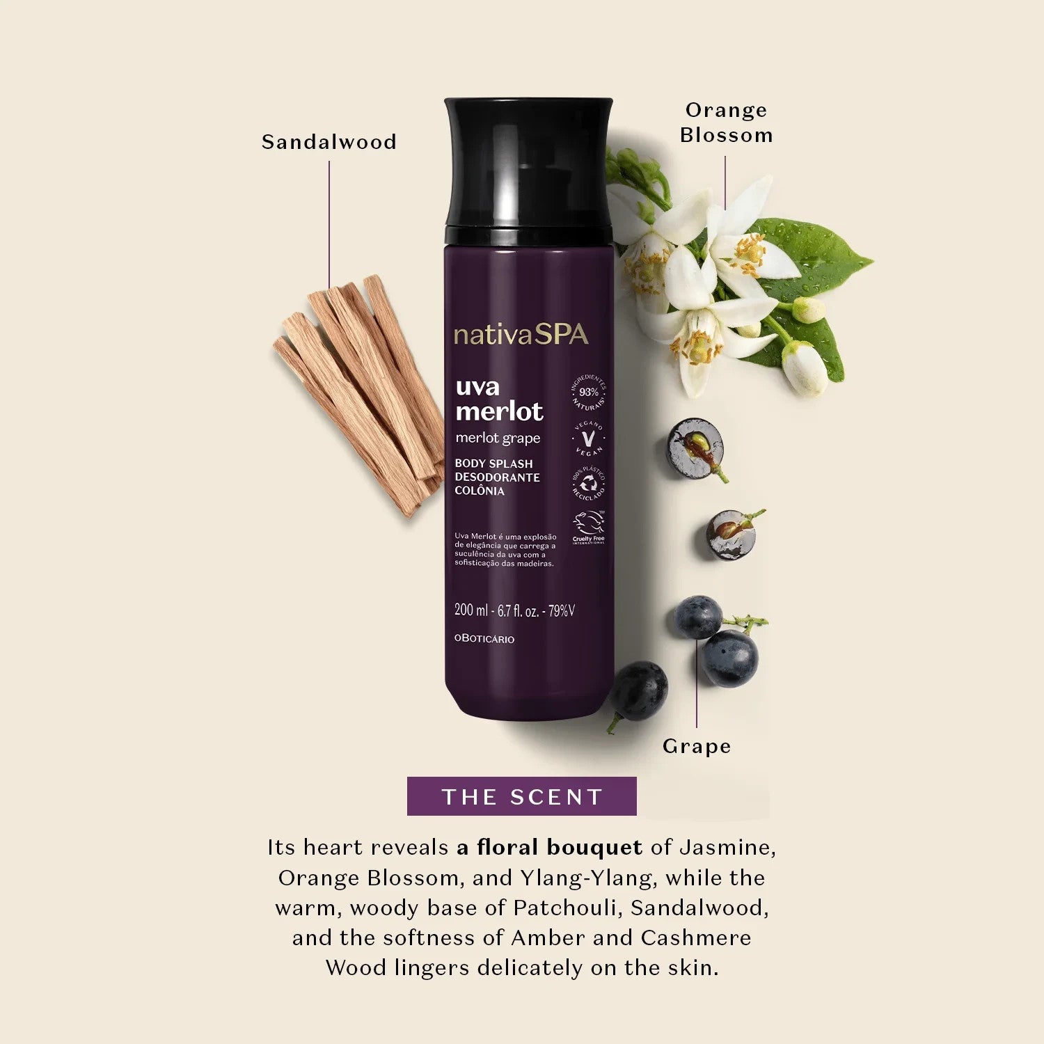 Nativa SPA Merlot Grape Body Splash Oboticario