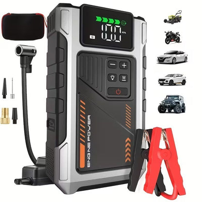 12,000mAh Jump Starter Power Pack 6000A Car Battery Booster & 150PSI LCD Display
