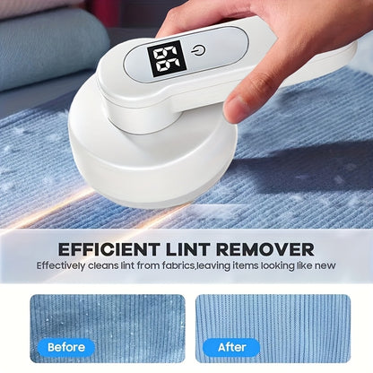 Portable Rechargeable Lint Remover with LED Display – Electric Fabric Shaver & Fuzz Pellet Remover