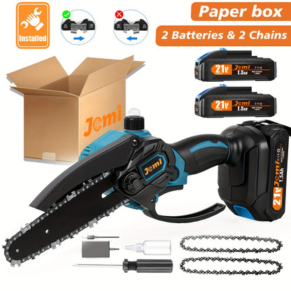 Mini Cordless Chainsaw for Pruning 2x5000 mAh, 6 Inch 880W Wood Cutting