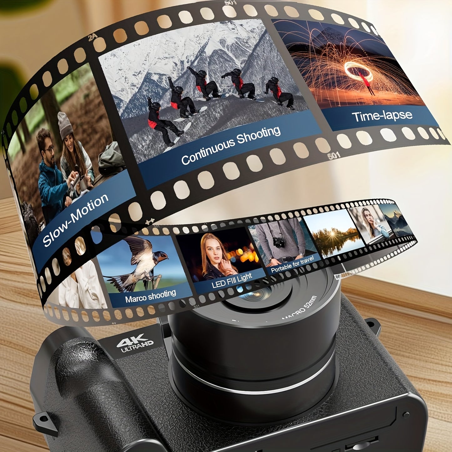 G-ANICA Fotocamera Digitale 48MP 4K Vlogging Camera WiFi con App, Macro + Wide Lens, Display OLED, Autofocus, 32GB