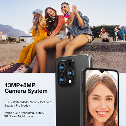 DOOGEE N55PRO Android 14, 16GB + 256GB, 6.56" HD+ 90Hz Octa Core 5150Mah 13MP+8MP Camera, 4G Dual SIM, Face Recognition/Otg/Gps