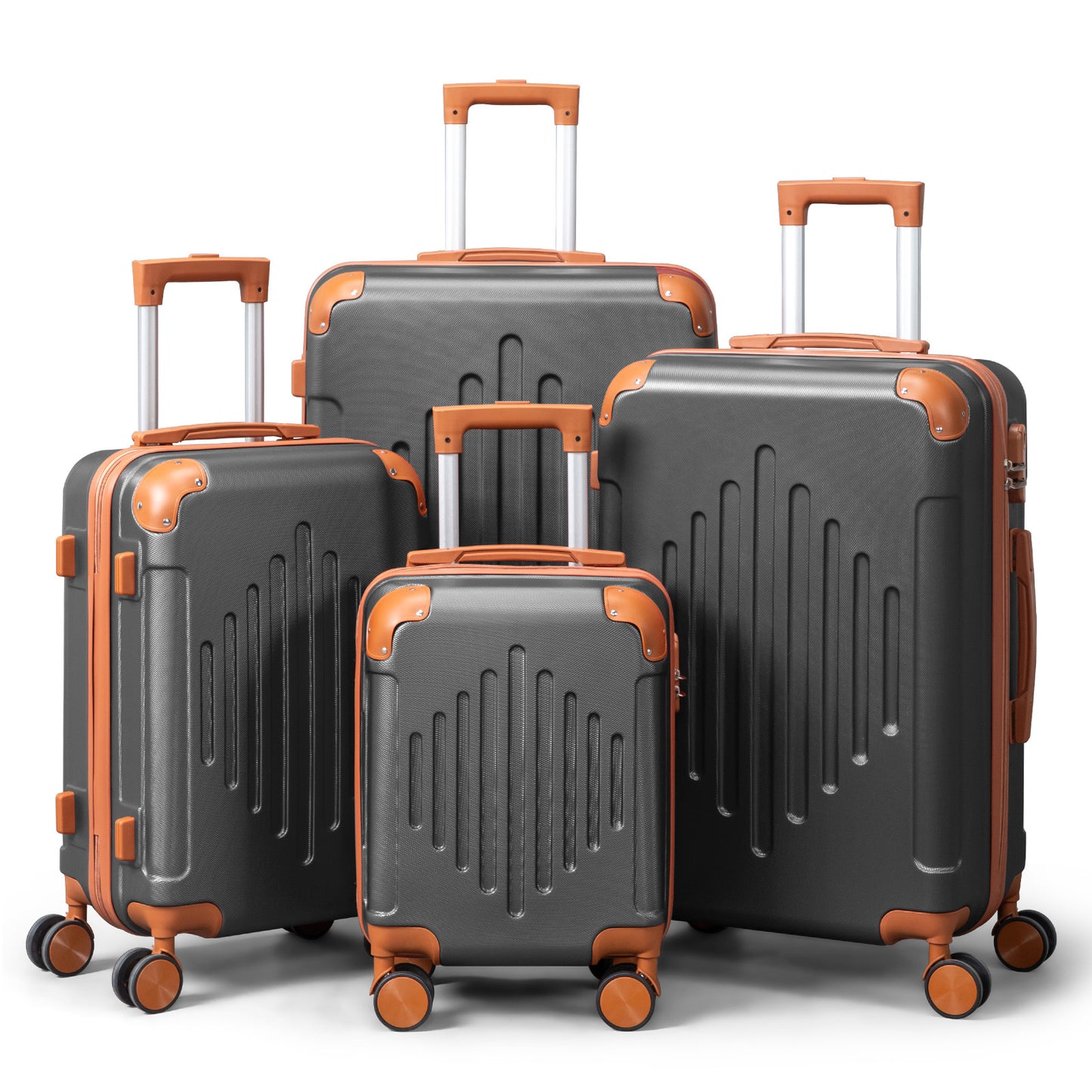 3/4/5pcs Dark Purple and Brown Hardside Luggage Set | Expandable Design with Spinner Wheels, Lightweight ABS+PC Luggage (12/16/20/24/28 Inch)
