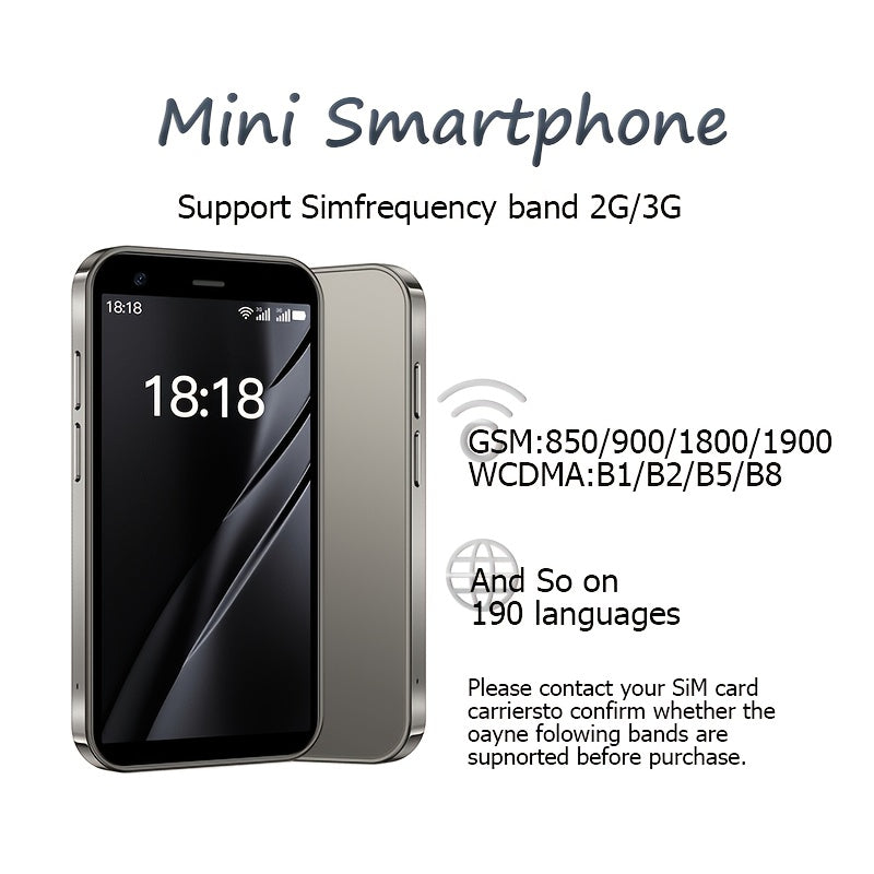 Mini Smartphone, 2GB RAM + 16GB ROM, 128GB Memory Expansion, 3G Network, Dual SIM, 3.0-inch HD Display