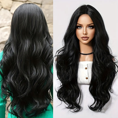 66.04 cm Long Body Wave Glam Wig for Women - Middle Parted, Wavy & Lustrous - Heat Styleable, Perfect for Christmas, Cosplay & Parties
