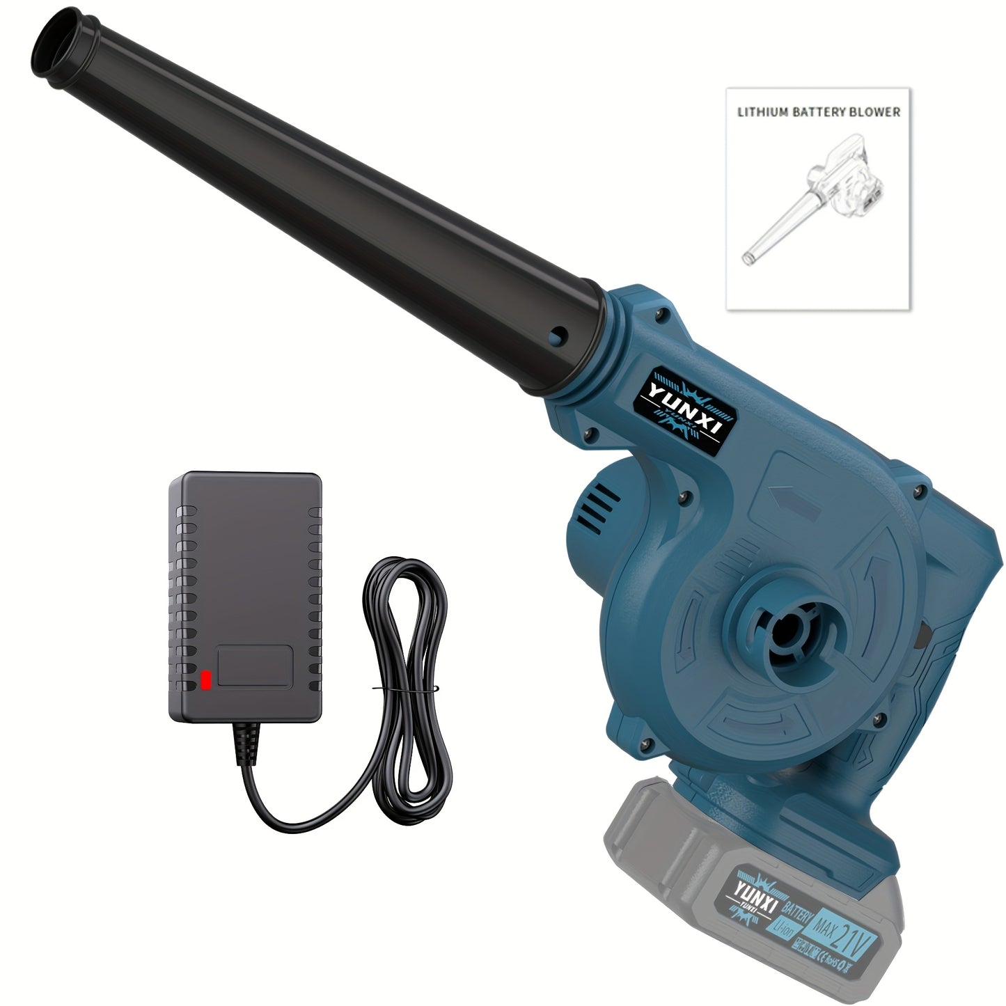 Battery Blower, 300W 12000 rpm for lawn care, leaf removal
