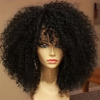 Women'S 16-Inch Stylish Short Curly Hair Wig in Black And Dark Brown Suitable for Daily Wear