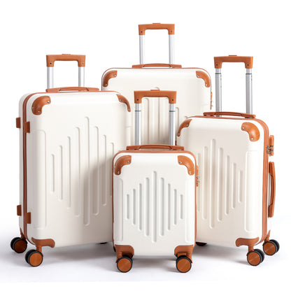3/4/5pcs Dark Purple and Brown Hardside Luggage Set | Expandable Design with Spinner Wheels, Lightweight ABS+PC Luggage (12/16/20/24/28 Inch)