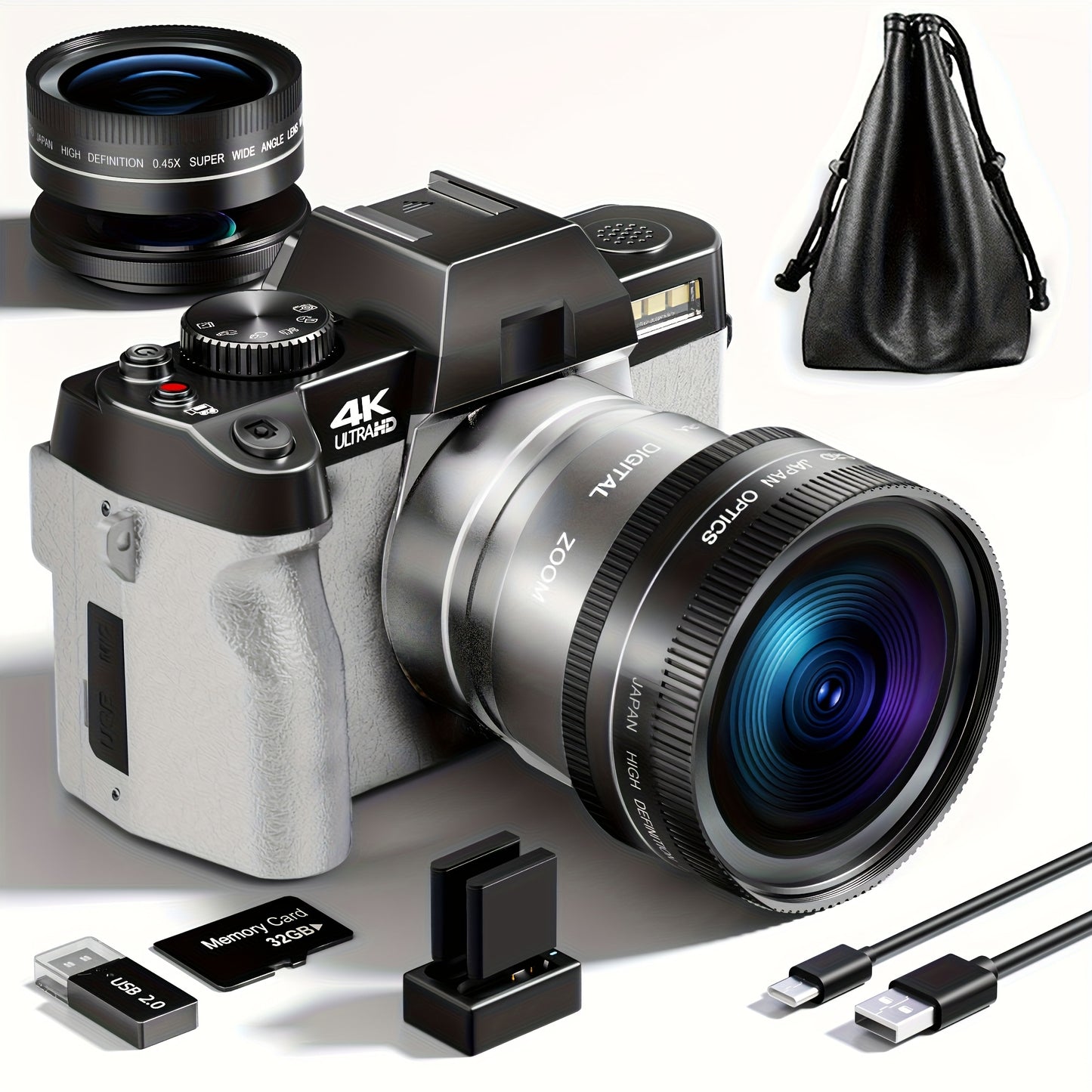 G-ANICA Fotocamera Digitale 48MP 4K Vlogging Camera WiFi con App, Macro + Wide Lens, Display OLED, Autofocus, 32GB