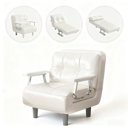 Foldable Sofa Bed Frame with Leather Armrests - Space-Saving Sleeper Bed Suitable for Small Apartments, Dorms, Guest Rooms