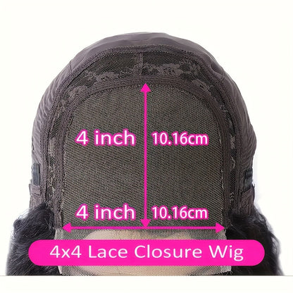 KIMO BEAUTY Women'S Brazilian Human Hair Wig - Glueless Natural Look Frontal Hairline, 180% Density High Volume, Pre Plucked Hairline & No Glue Needed, 4x4 Lace Closure for Secure Fit - Everyday & Special Events - Natural Bro