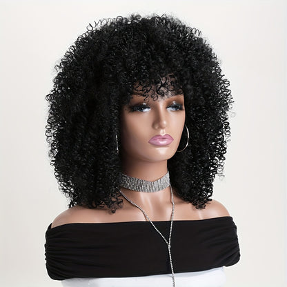 Women'S 16-Inch Stylish Short Curly Hair Wig in Black And Dark Brown Suitable for Daily Wear