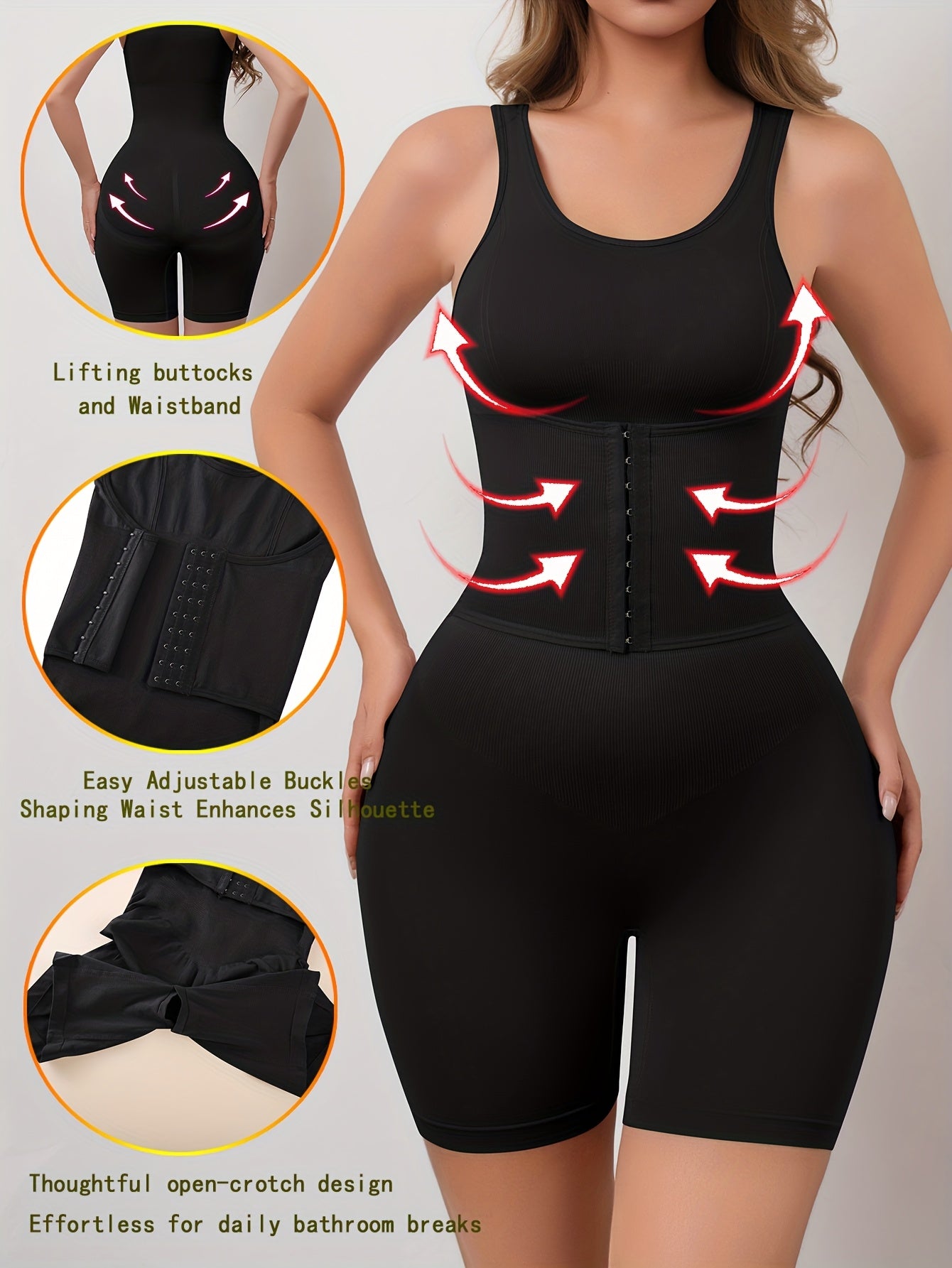 Seamless Double-Layer Compression Bodysuit – 3D Bust Lift & High-Support Tummy Control Shapewear
