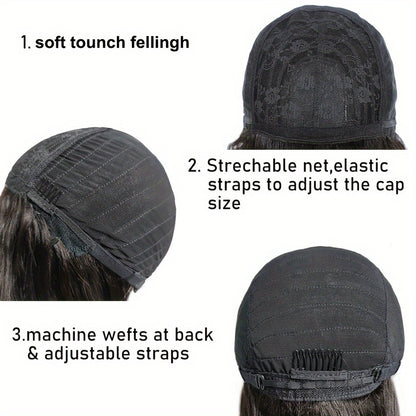 150% Density Short Bob Human Hair Wigs with Bangs | Straight, Glueless, Full Machine Made, 100% Real Human Hair, Rose Net Cap, by FUNKY GIRL