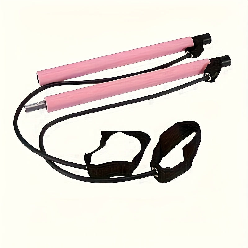 1pc Lingpeng Pilates Bar Kit with Colorful Resistance Bands – Stainless Steel Home Gym Equipment for Full Body Workout
