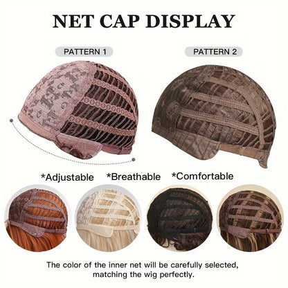 Daily Wig, Black Middle Part Long Straight Hair, Rose Net Cap, European and American Women