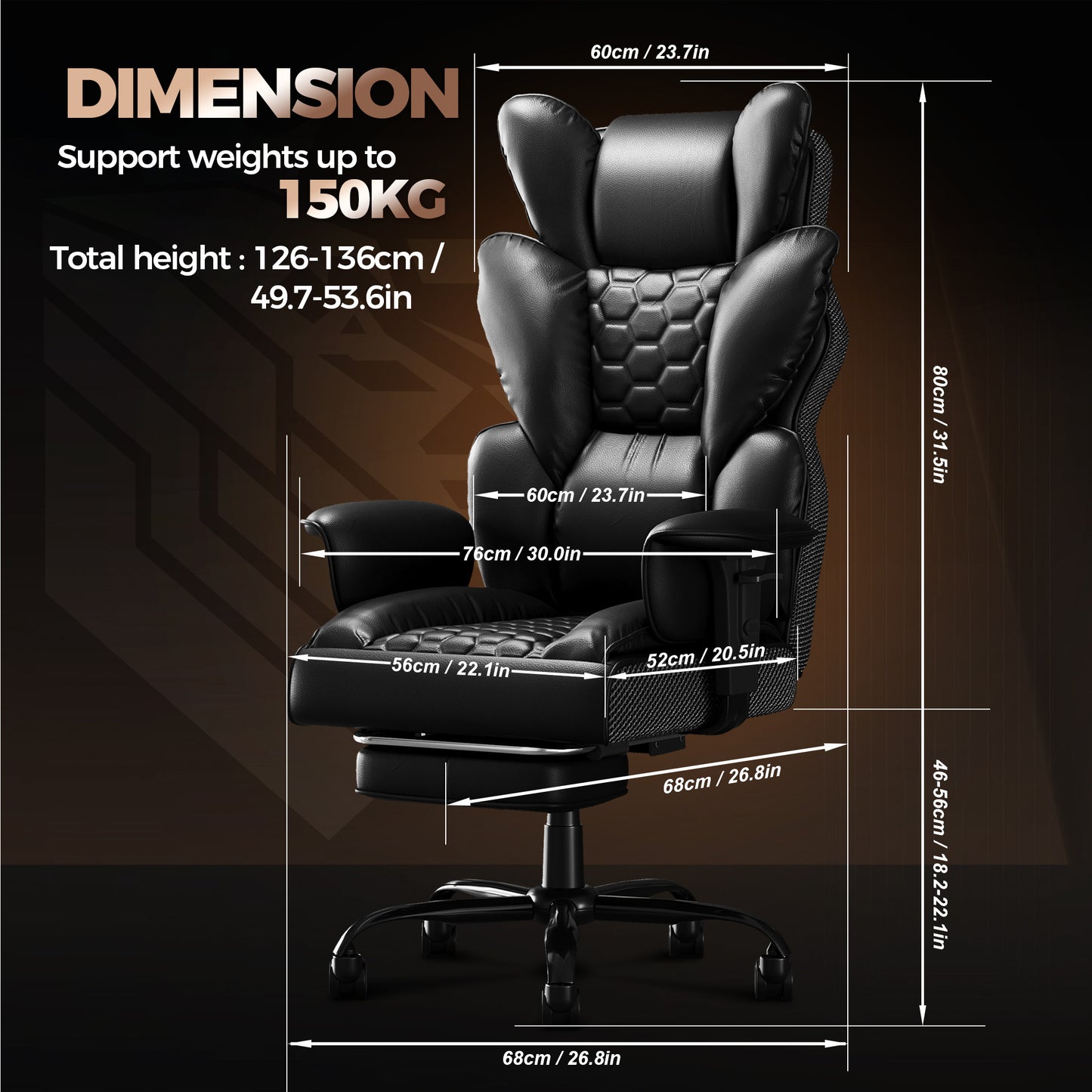 Executive Office Chair with Footrest – Ergonomic Comfort for Work & Gaming