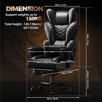 Executive Office Chair with Footrest – Ergonomic Comfort for Work & Gaming