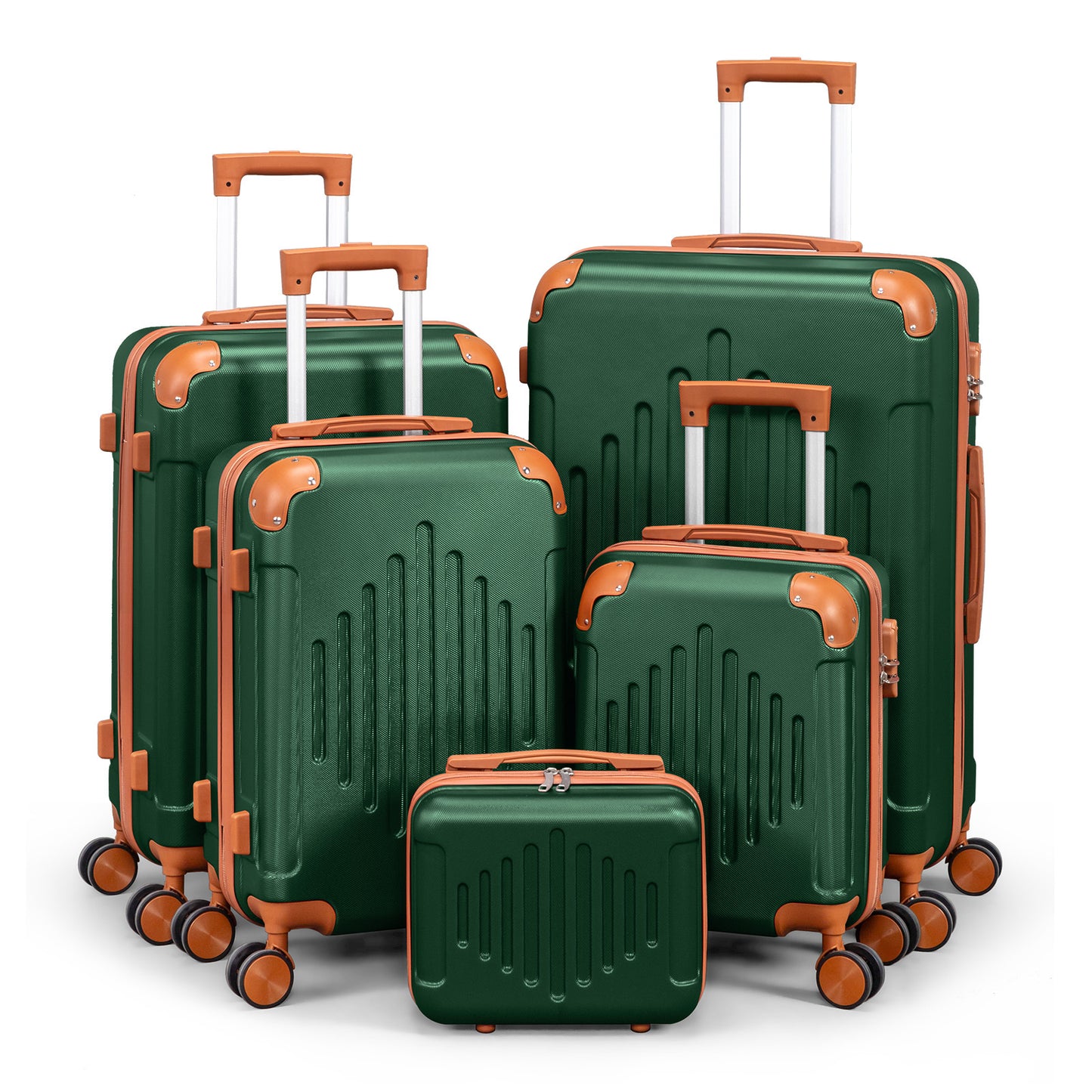 3/4/5pcs Dark Purple and Brown Hardside Luggage Set | Expandable Design with Spinner Wheels, Lightweight ABS+PC Luggage (12/16/20/24/28 Inch)