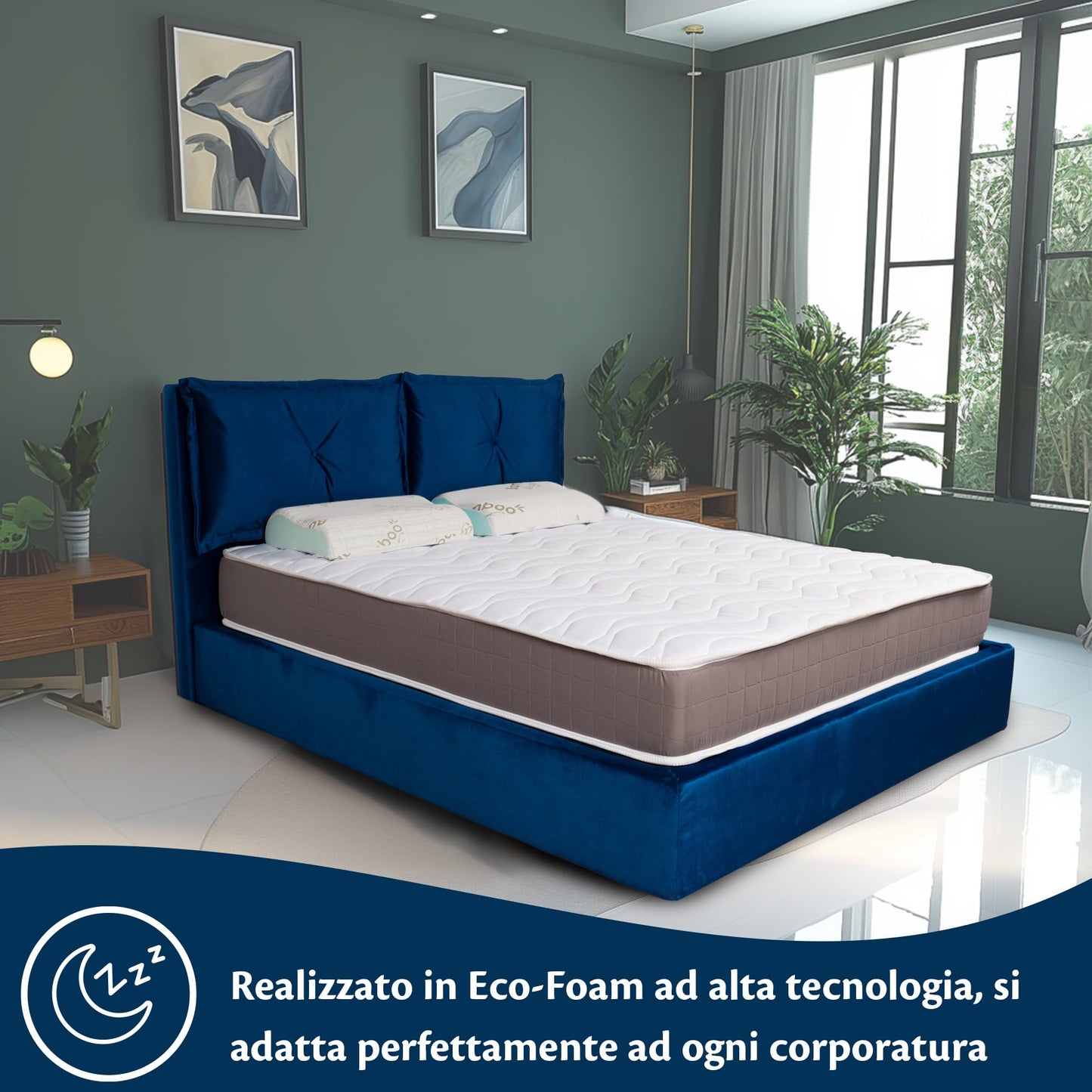 Materasso Memory Foam 20cm FLOWEN Matrimoniale e King Size 80x190–200x200 Ortopedico Traspirante Made in Italy