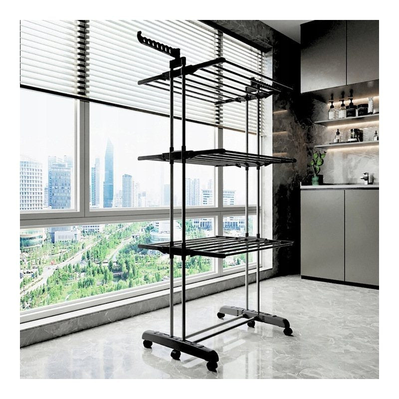 XXL Standing Clothes Drying Rack, Foldable, 3 Tiers, 6 Arms Maximum Load 50 Kg Space-Saving Ideal for Home And Apartment