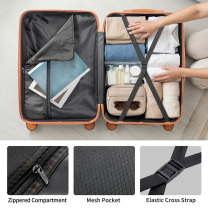 3/4/5pcs Dark Purple and Brown Hardside Luggage Set | Expandable Design with Spinner Wheels, Lightweight ABS+PC Luggage (12/16/20/24/28 Inch)