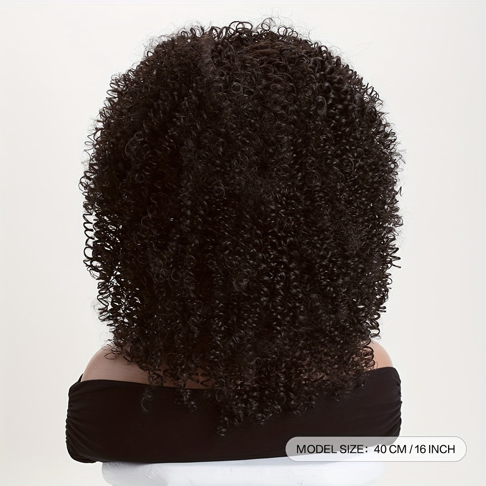 Women'S 16-Inch Stylish Short Curly Hair Wig in Black And Dark Brown Suitable for Daily Wear