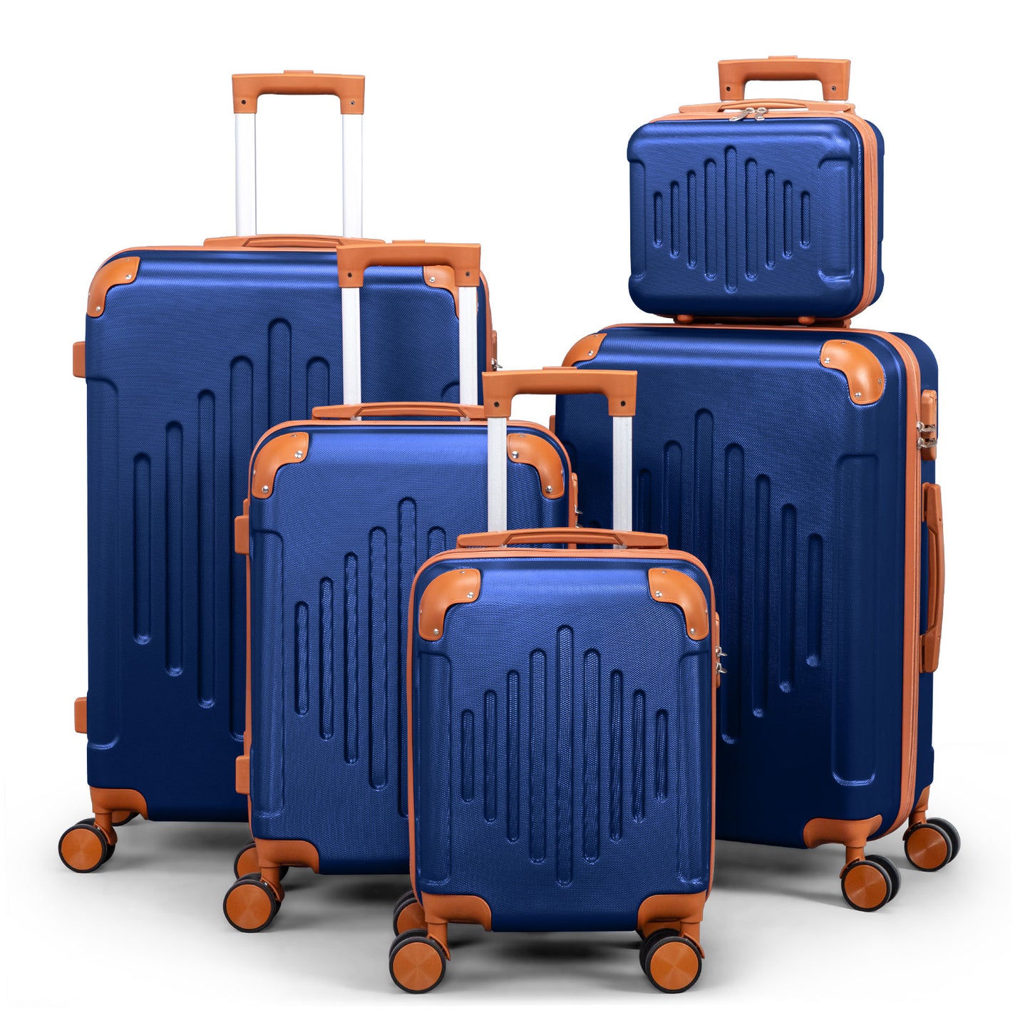 3/4/5pcs Dark Purple and Brown Hardside Luggage Set | Expandable Design with Spinner Wheels, Lightweight ABS+PC Luggage (12/16/20/24/28 Inch)