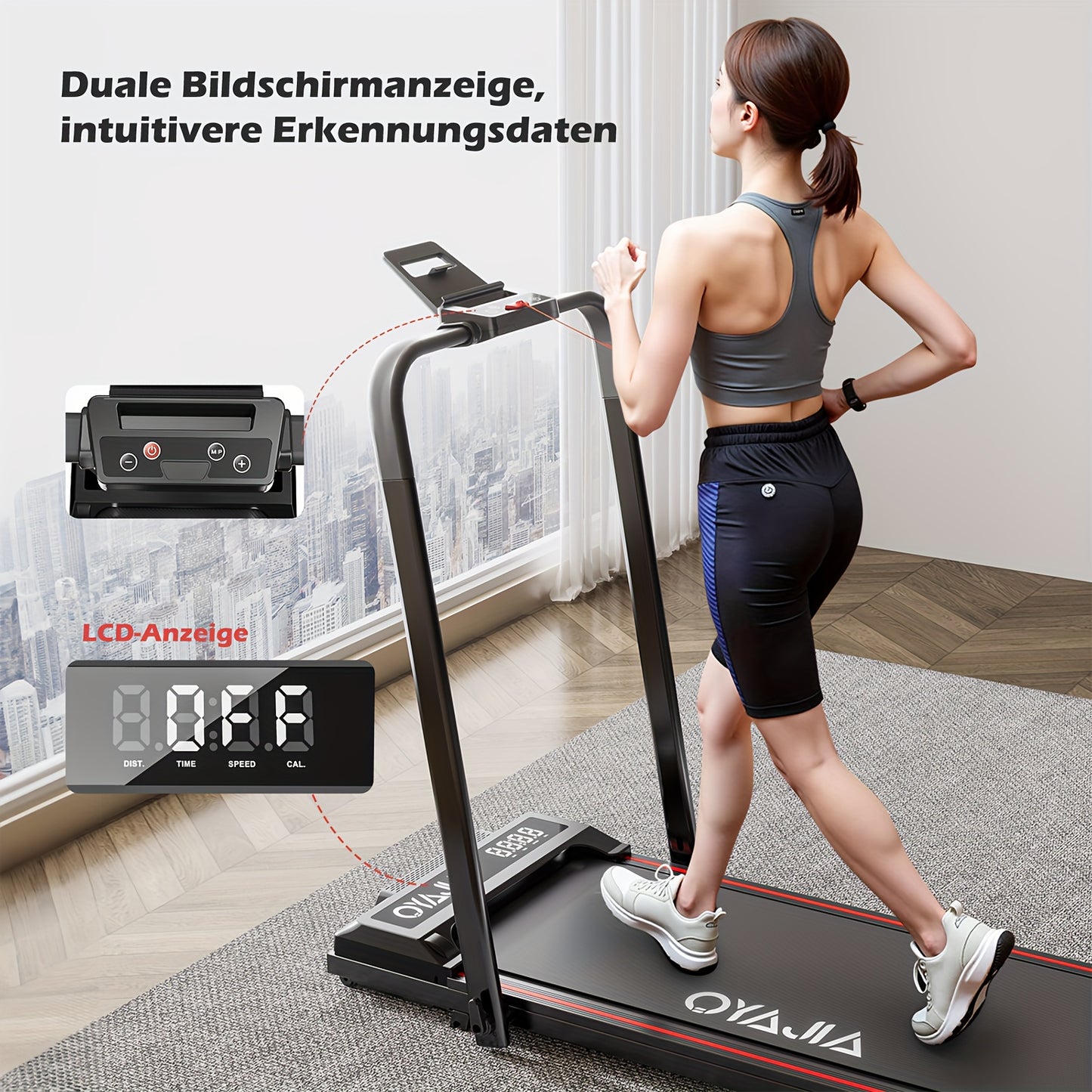 Tapis Roulant Elettrico Silenzioso Pieghevole Regolabile Velocità 12 km/h, LED