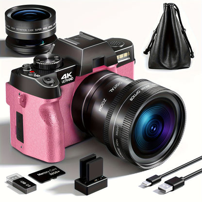 G-ANICA Fotocamera Digitale 48MP 4K Vlogging Camera WiFi con App, Macro + Wide Lens, Display OLED, Autofocus, 32GB