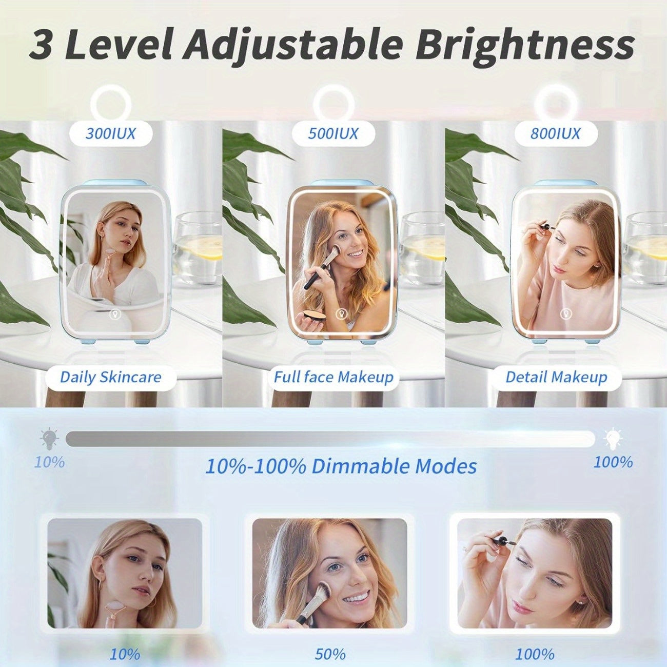 Mini Frigorifero Portatile 4L con Specchio LED – Raffredda e Riscalda per Cosmetici, Bevande e Auto 220V / 12V
