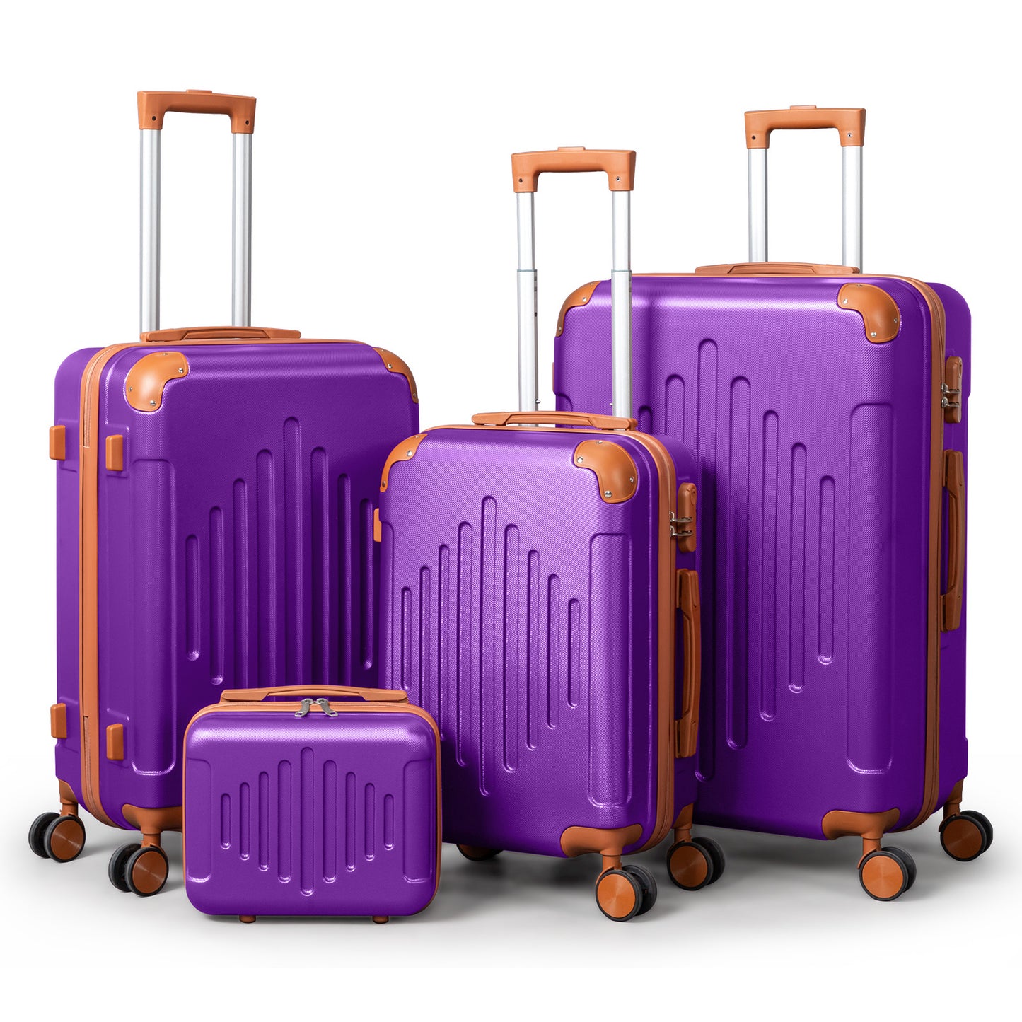 3/4/5pcs Dark Purple and Brown Hardside Luggage Set | Expandable Design with Spinner Wheels, Lightweight ABS+PC Luggage (12/16/20/24/28 Inch)