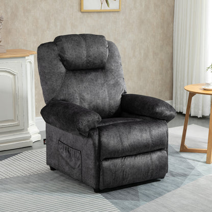 HOMCOM Manual Fabric Reclining Relax Armchair, Recliner with Pull-Out Footrest and Side Pocket
