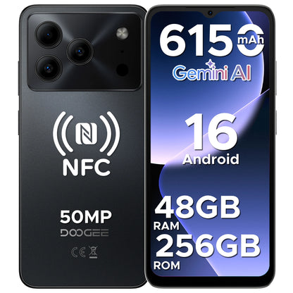DOOGEE Note56 Plus Smartphone Android 16 48GB+256GB 6150mAh Large Battery 6.56'' 90Hz Display UNISOC T7225 50MP Camera NFC