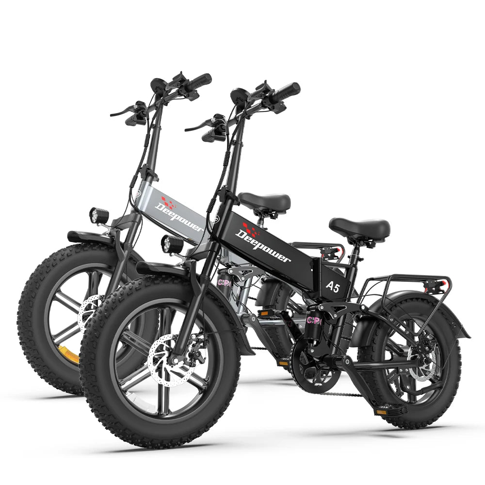 DEEPOWER A5 E-Bike Pieghevole 1500W 48V 15.6Ah Fat Tire 20” Bicicletta Elettrica MTB All Terrain 55km/h Autonomia 60km CE